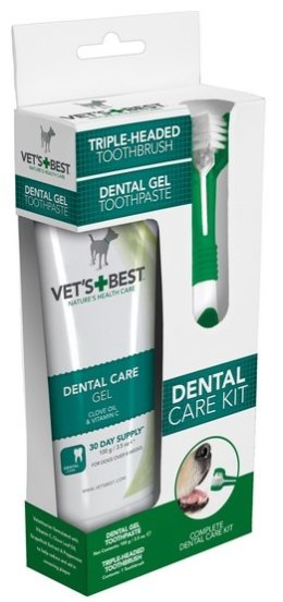 Vet's Best Dental żel + szczoteczka zestaw Adult
