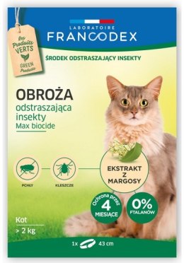 Francodex Obroża odstraszająca insekty dla kotów od 2kg 43cm [FR179170]