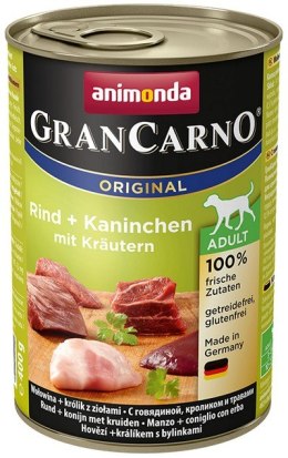Animonda GranCarno Adult Rind Kaninchen Krautern Wołowina + Królik z Ziołami puszka 400g